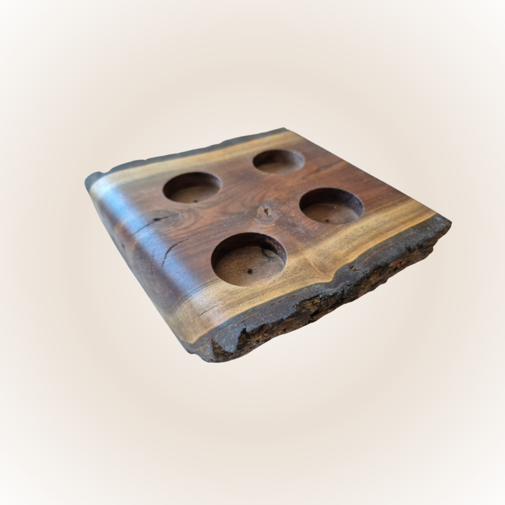 Rustykalne świeczniki z litego drewna orzech amerykański